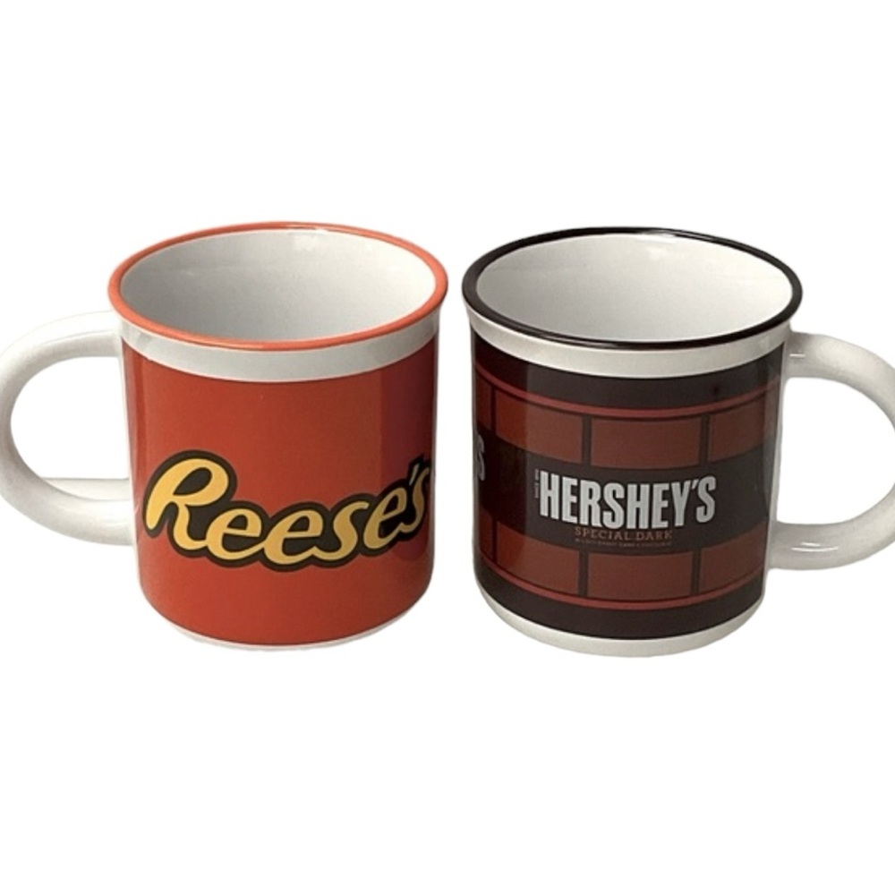 HERSEY Mugs (2) Reese’s and Hershey Special Dark Orange Brown